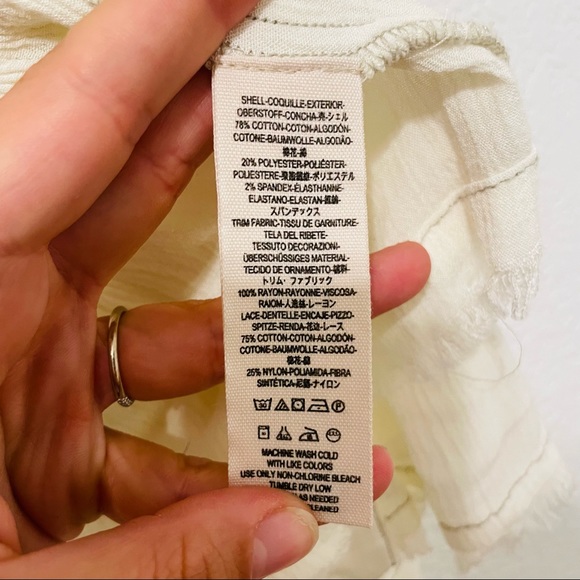 Free People White Cream Lace Jean Jacket Peplum Size 0 - Picture 7 of 8